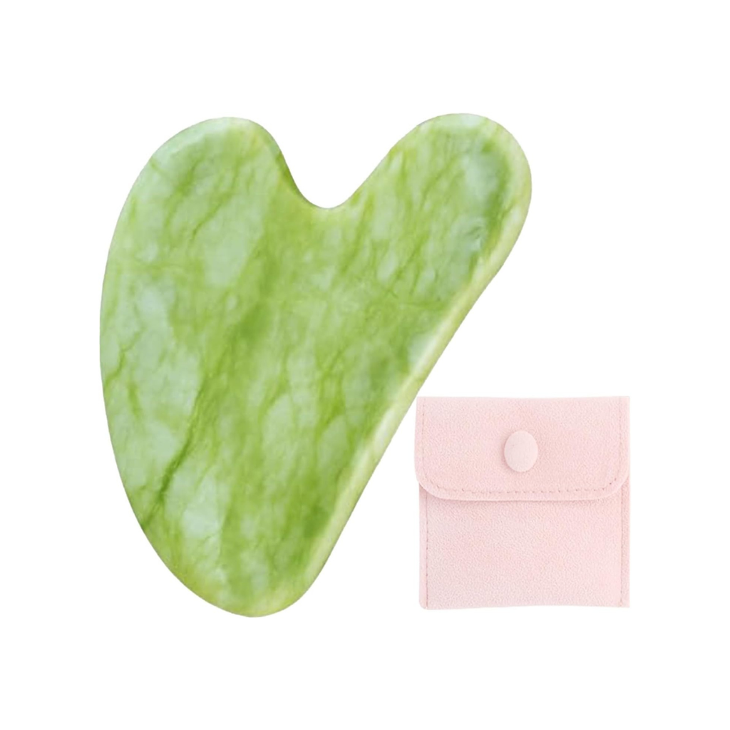 Gua Sha in Giada Verde a Forma di Cuore – Massaggio Viso e Corpo