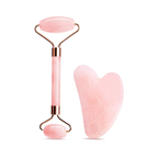 Set 2 Rulli in Giada Rosa e Gua Sha – Massaggio Viso Anti-Età