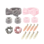 Set 16 Accessori Capelli e Skincare – Fascia, Polsini e Clip