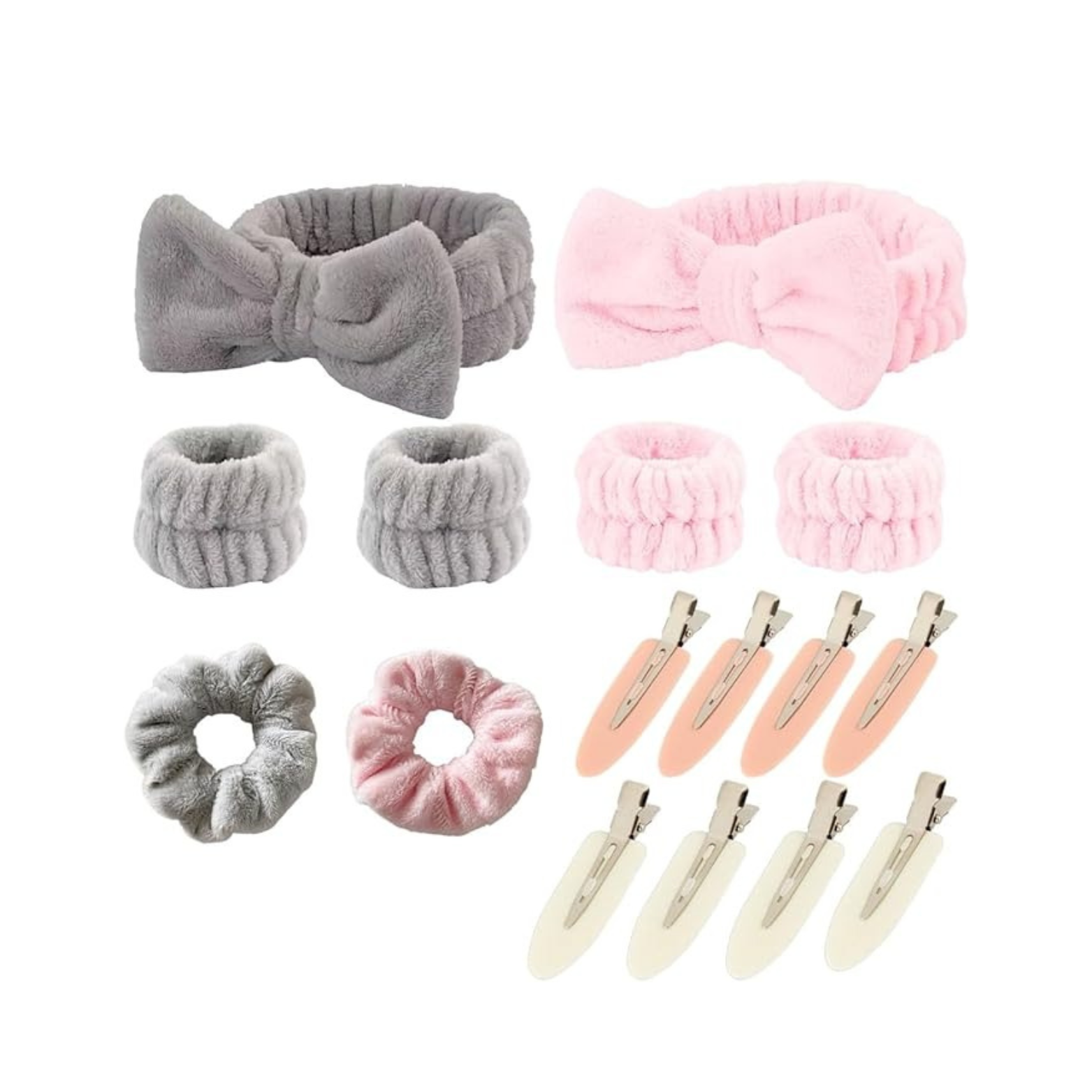 Set 16 Accessori Capelli e Skincare – Fascia, Polsini e Clip