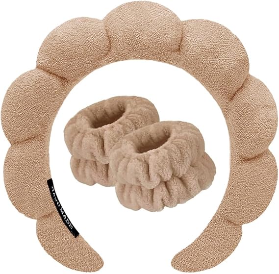 Bandeau Spa pour le Lavage du Visage Set de Poignets