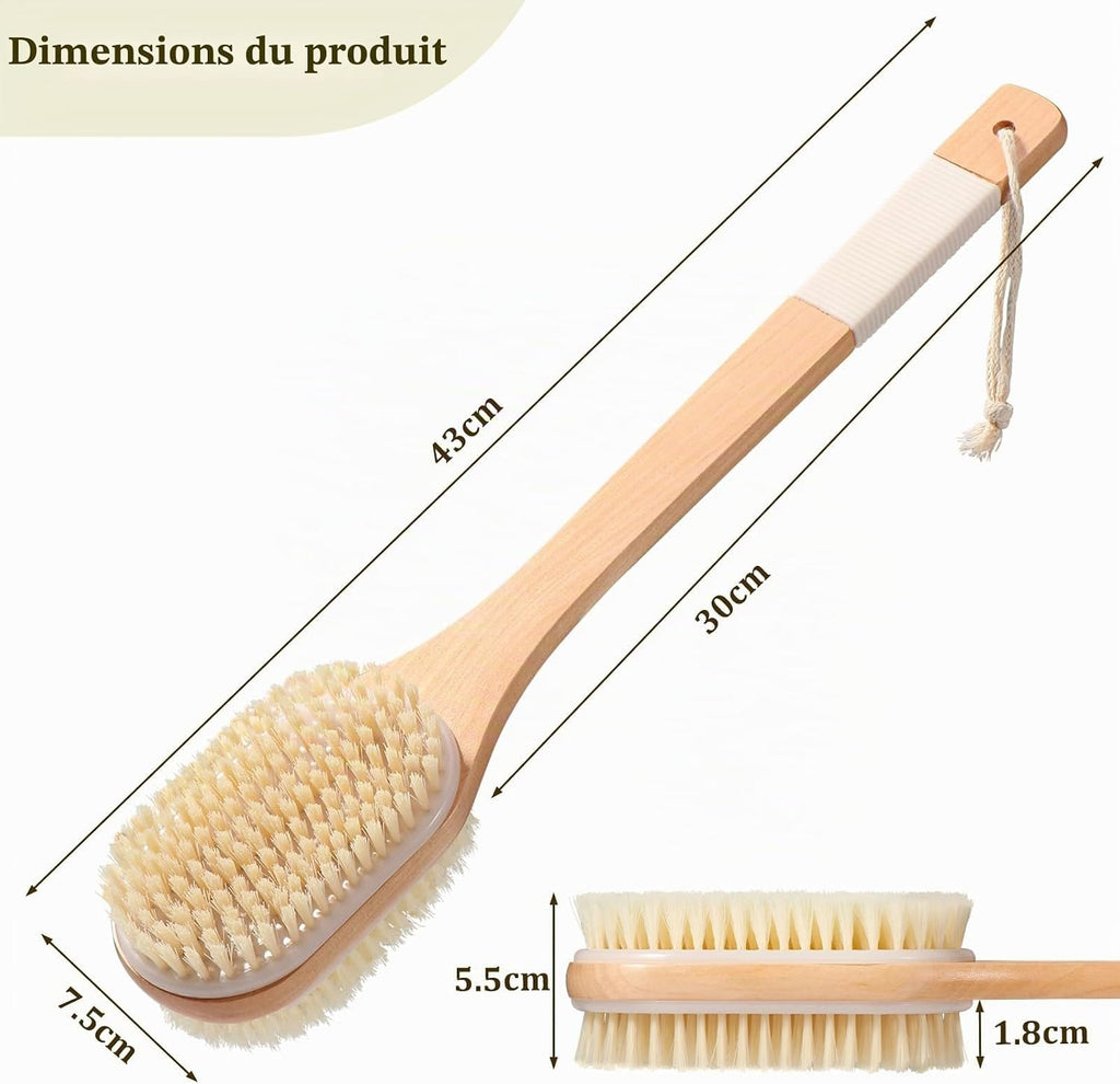 Spazzola per Schiena con Manico Lungo 43cm – Uso Secco e Bagnato