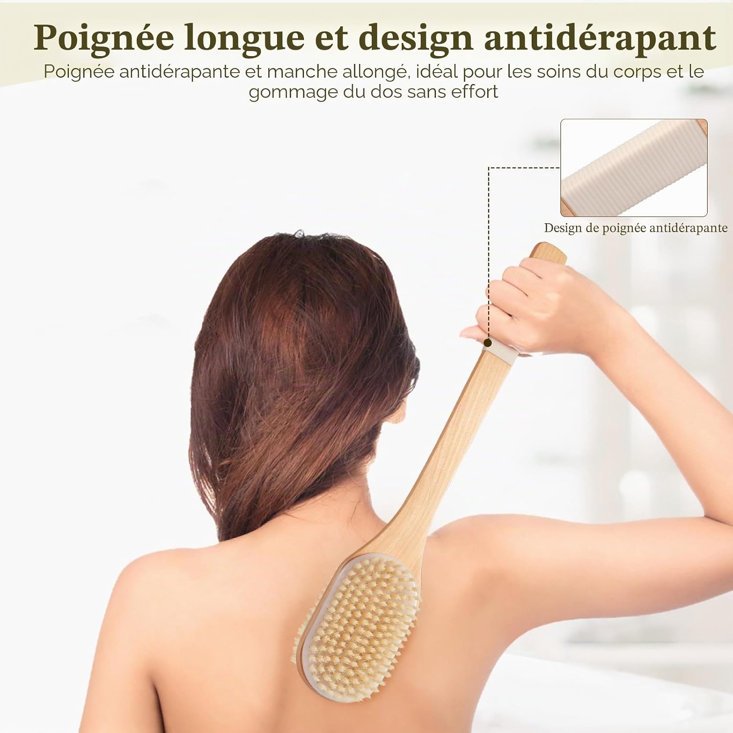 Spazzola per Schiena con Manico Lungo 43cm – Uso Secco e Bagnato