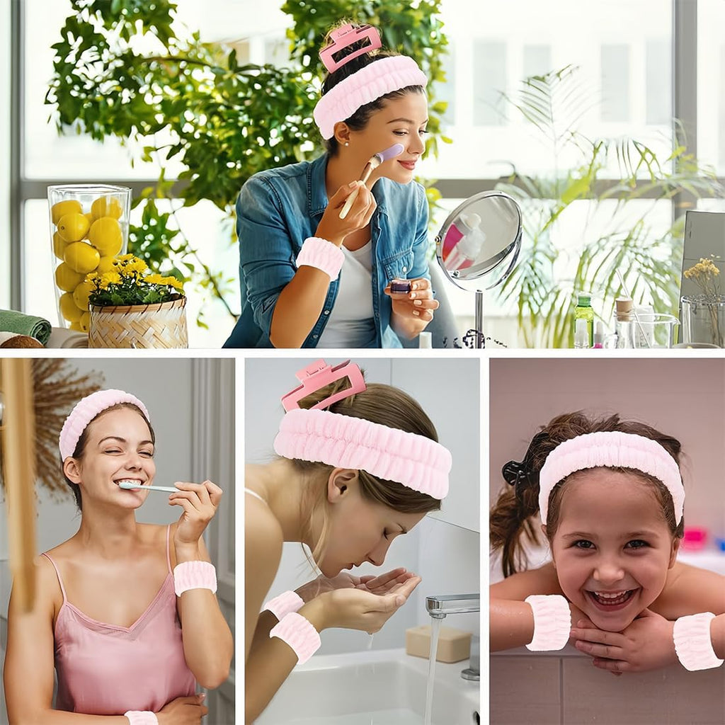 Set 9 Fasce e Polsini Assorbenti per Skincare, Spa e Yoga