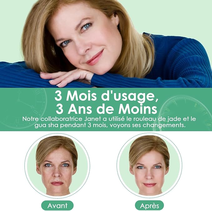 Kit Gua Sha et rouleau de jade pour massage du visage anti-gonflement