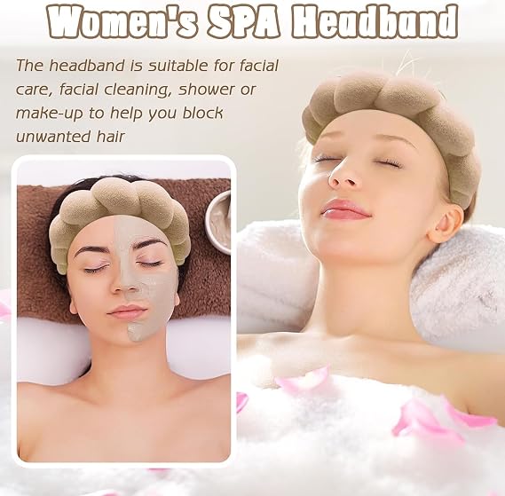 Bandeau Spa pour le Lavage du Visage Set de Poignets