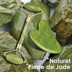 Kit Gua Sha et rouleau de jade pour massage du visage anti-gonflement