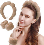 Bandeau Spa pour le Lavage du Visage Set de Poignets