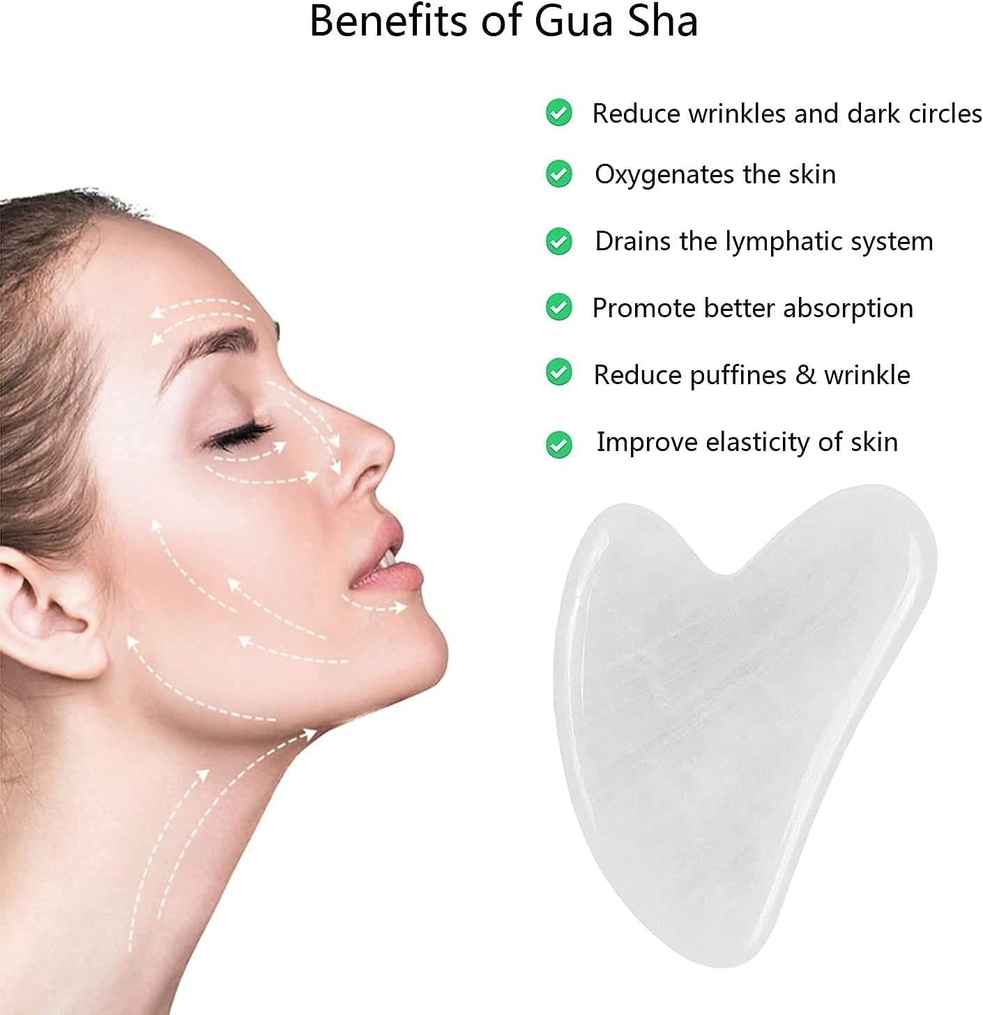 Gua Sha in Giada Bianca – Anti-Rughe e Massaggio Viso e Corpo