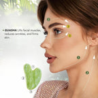 Gua Sha in Giada Verde a Forma di Cuore – Massaggio Viso e Corpo
