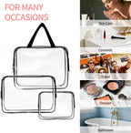 Set 3 Pochette Trasparenti Impermeabili da Viaggio con Zip