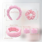 Set 5 Accessori Spa Rosa – Fascia Spugna, Polsini e Cerchietto