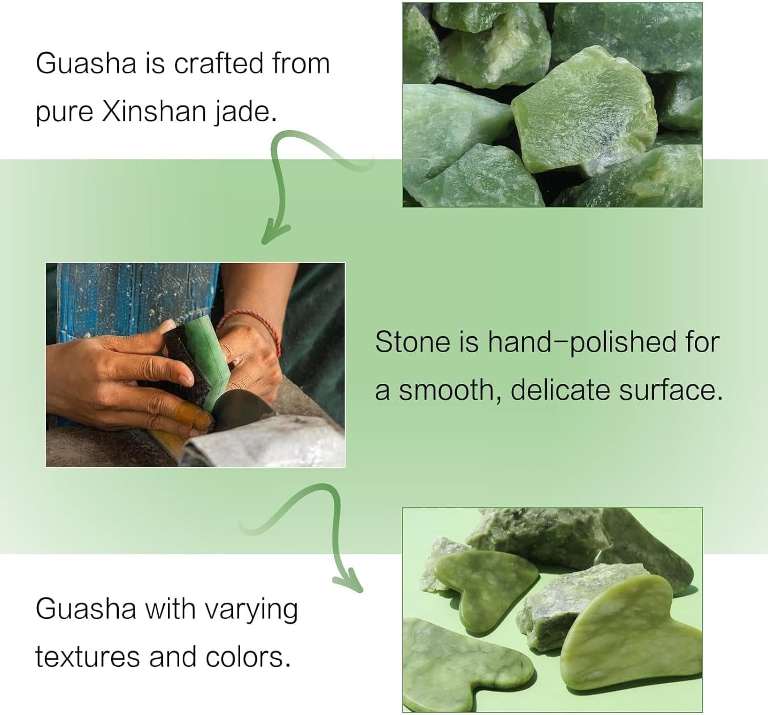 Gua Sha in Giada Verde a Forma di Cuore – Massaggio Viso e Corpo