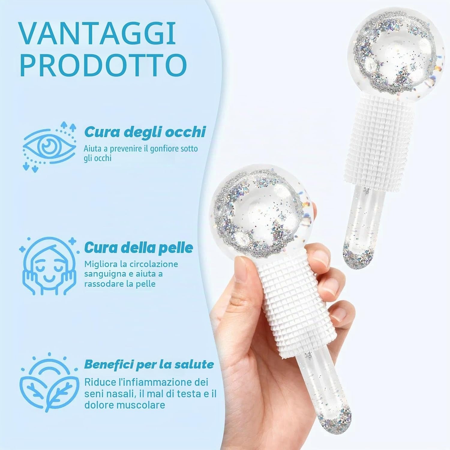 Set 2 Sfere Ice Roller Viso e Occhi Anti-Gonfiore