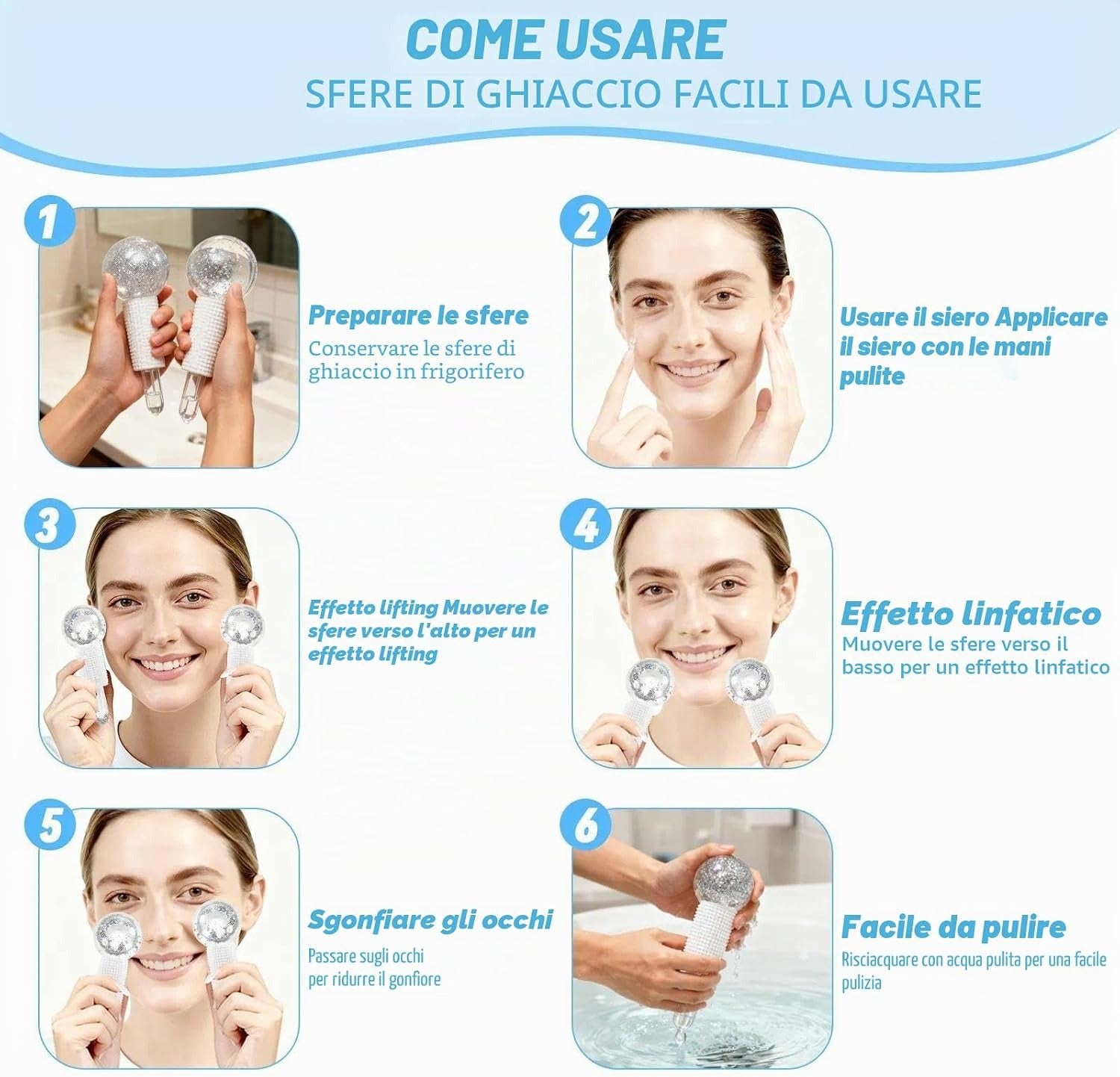 Set 2 Sfere Ice Roller Viso e Occhi Anti-Gonfiore