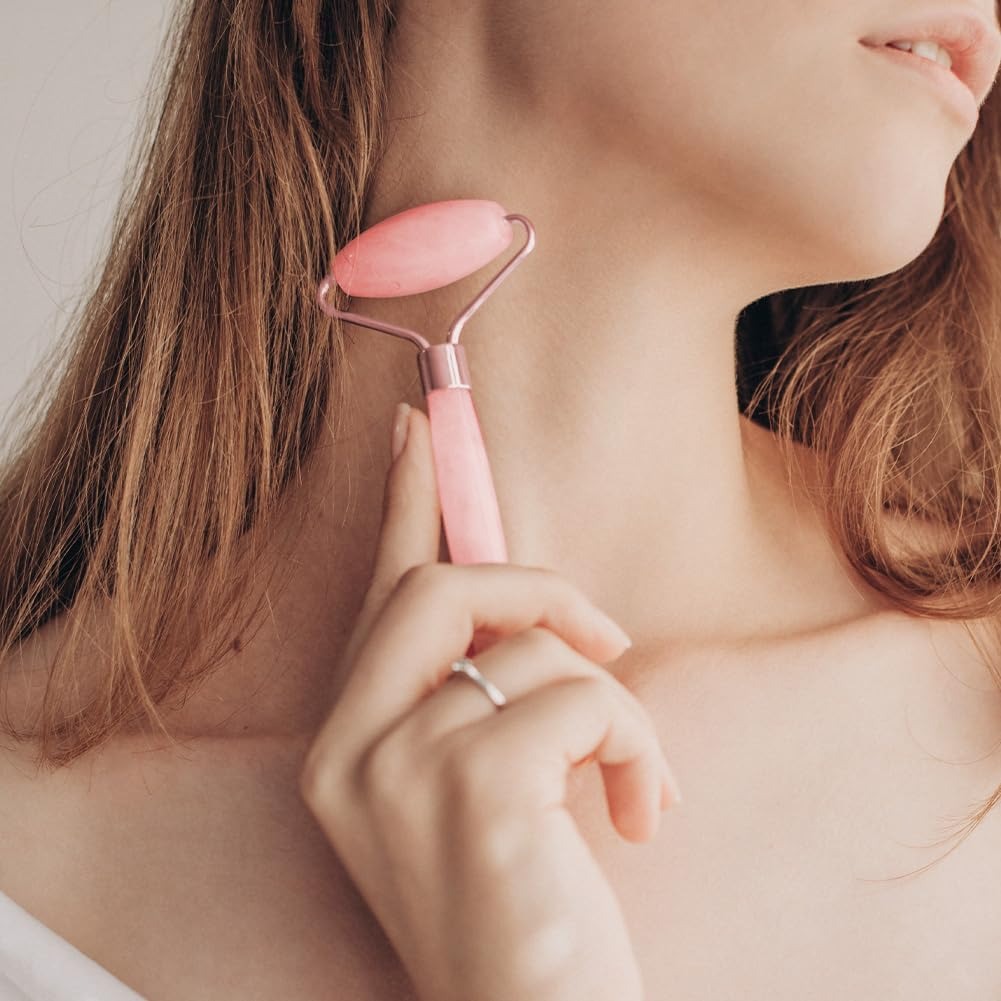 Set 2 Rulli in Giada Rosa e Gua Sha – Massaggio Viso Anti-Età