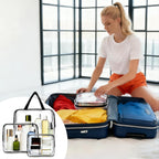Set 3 Pochette Trasparenti Impermeabili da Viaggio con Zip