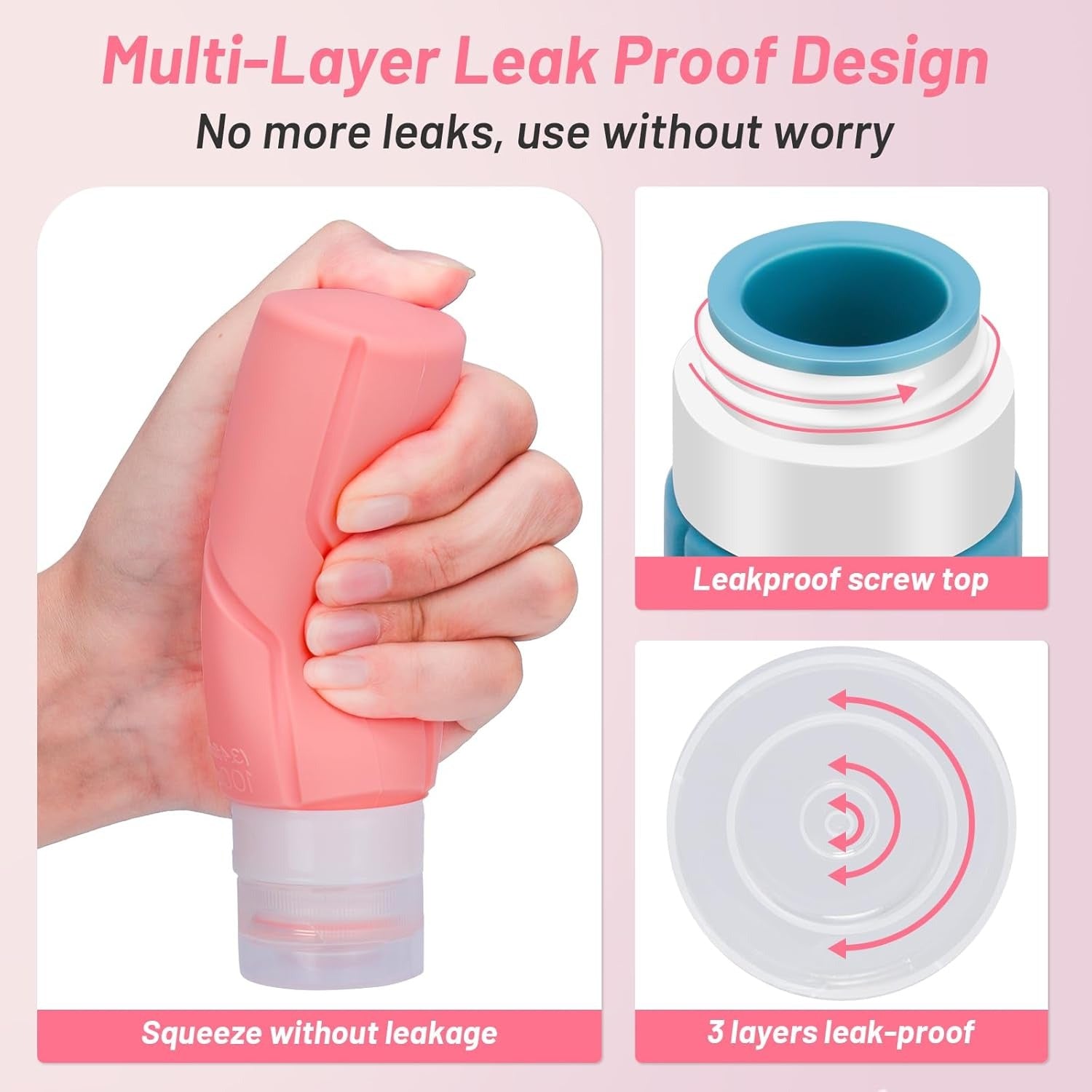 Set 4 Flaconi da Viaggio in Silicone 100ml Ricaricabili Anti-perdita