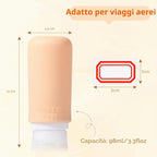 Set 4 Flaconi da Viaggio in Silicone 108ml con Etichette