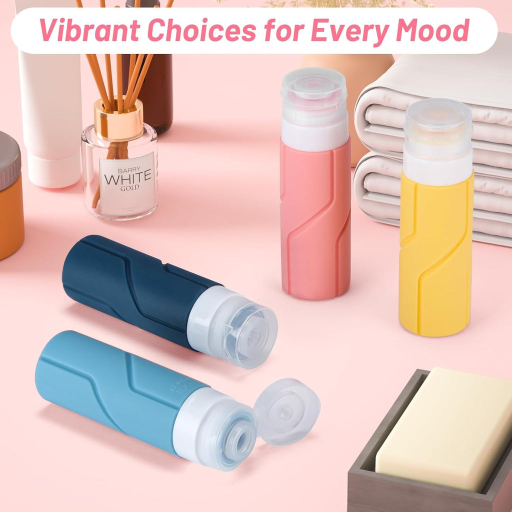 Set 4 Flaconi da Viaggio in Silicone 100ml Ricaricabili Anti-perdita