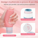 Kit da Viaggio 14 Pezzi Flaconi e Vasetti in Silicone Anti-perdita