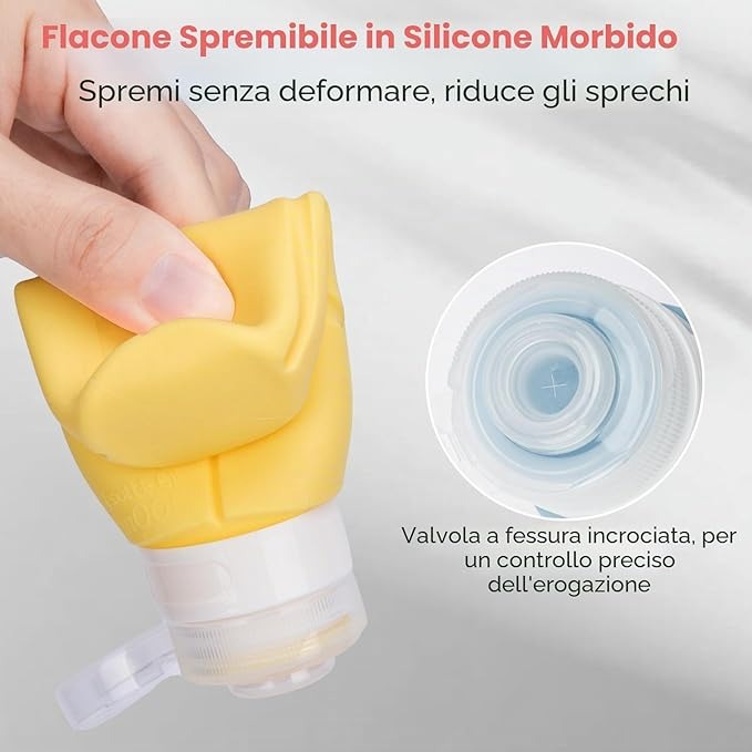 Kit da Viaggio 14 Pezzi Flaconi e Vasetti in Silicone Anti-perdita