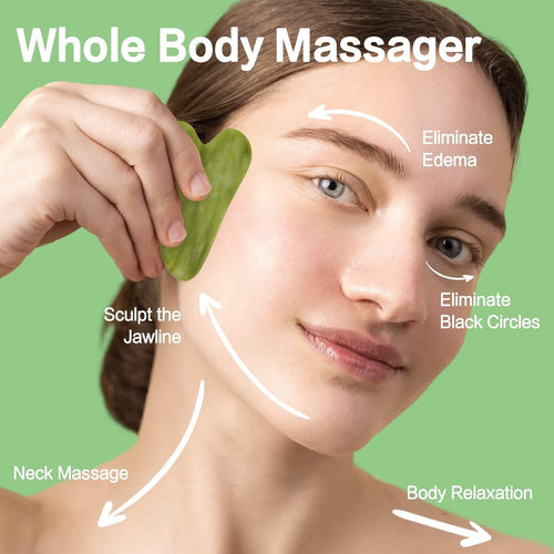 Gua Sha in Giada Verde a Forma di Cuore – Massaggio Viso e Corpo