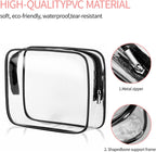 Set 3 Pochette Trasparenti Impermeabili da Viaggio con Zip