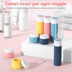 Kit da Viaggio 14 Pezzi Flaconi e Vasetti in Silicone Anti-perdita